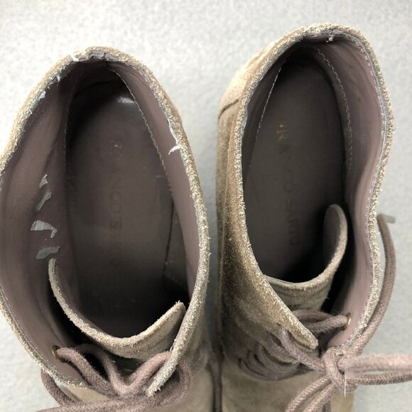 Franco Sarto Womens Sz7 Taupe Beige Suede Lace Up Wedge Ankle Boots, Weston - Picture 10 of 12